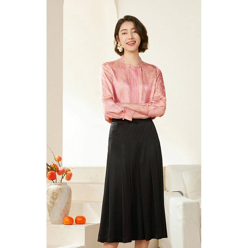 Gowani/乔万尼缎面衬衫2025新款新中式国风设计高级感EM3C317106