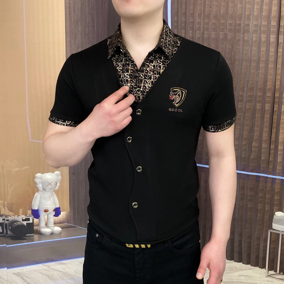 2025夏季蛇鳞Polo衫男士轻奢时尚休闲潮流潮流修身翻领高品质网红