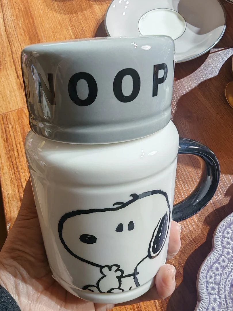 史努比联名马克杯带盖陶瓷杯子伴手礼生日礼物可爱情侣水杯大容量
