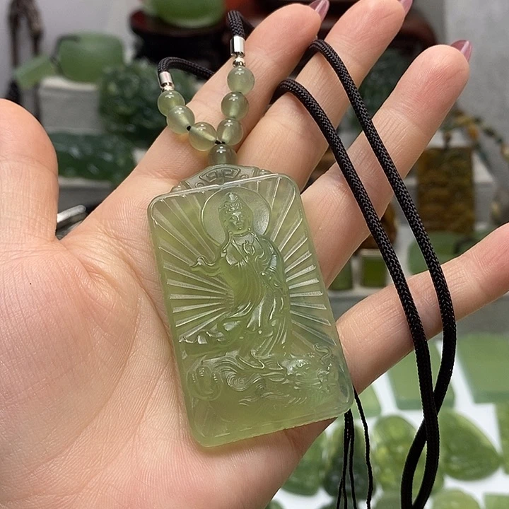 岫玉未镶嵌挂件火**@