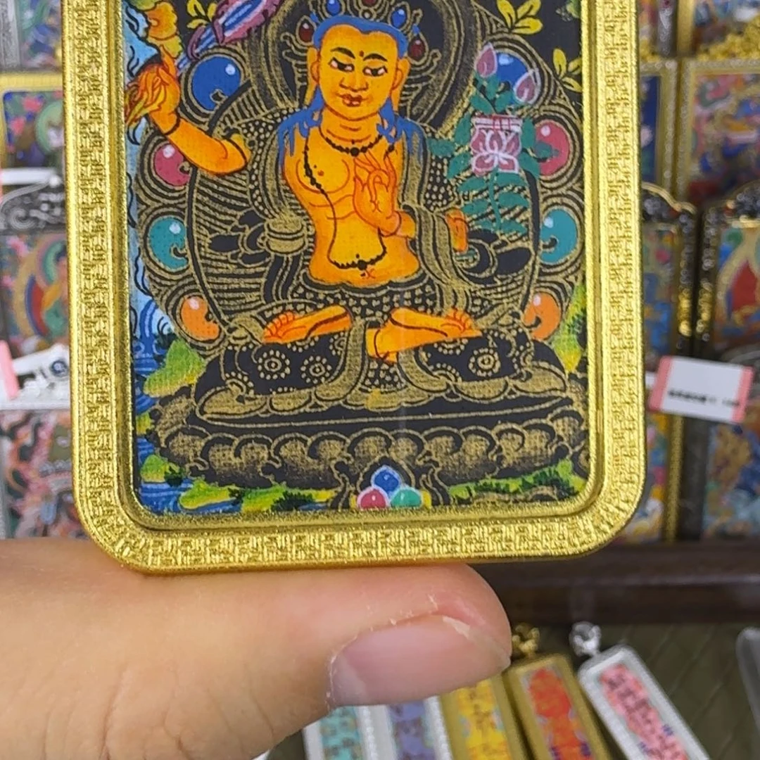 吊坠纯手绘文殊菩萨唐卡