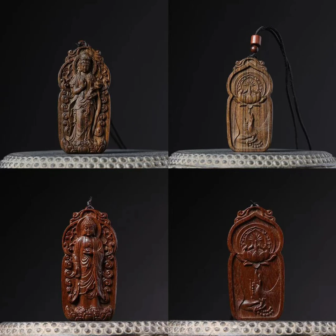 增香沉香木手工达干站姿全身如意观音挂件木雕刻大日如来勃挂件
