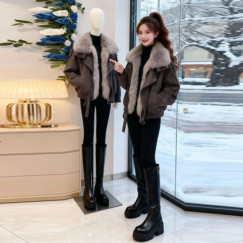 兹伊翰【冬日迟迟】时尚毛领设计棉服2025冬季新款工装气质棉衣外套