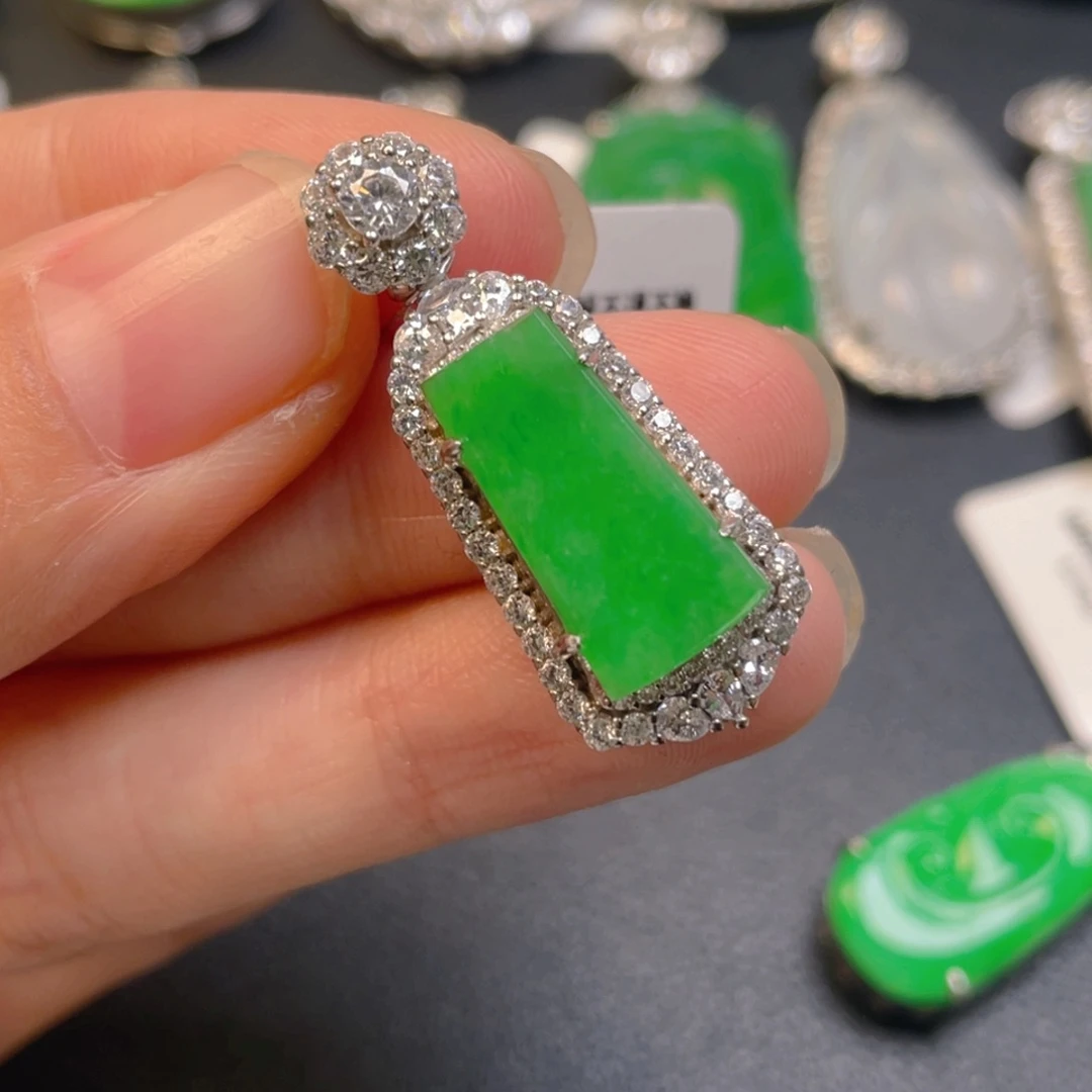 翡翠银S925镶嵌吊坠(不含链)