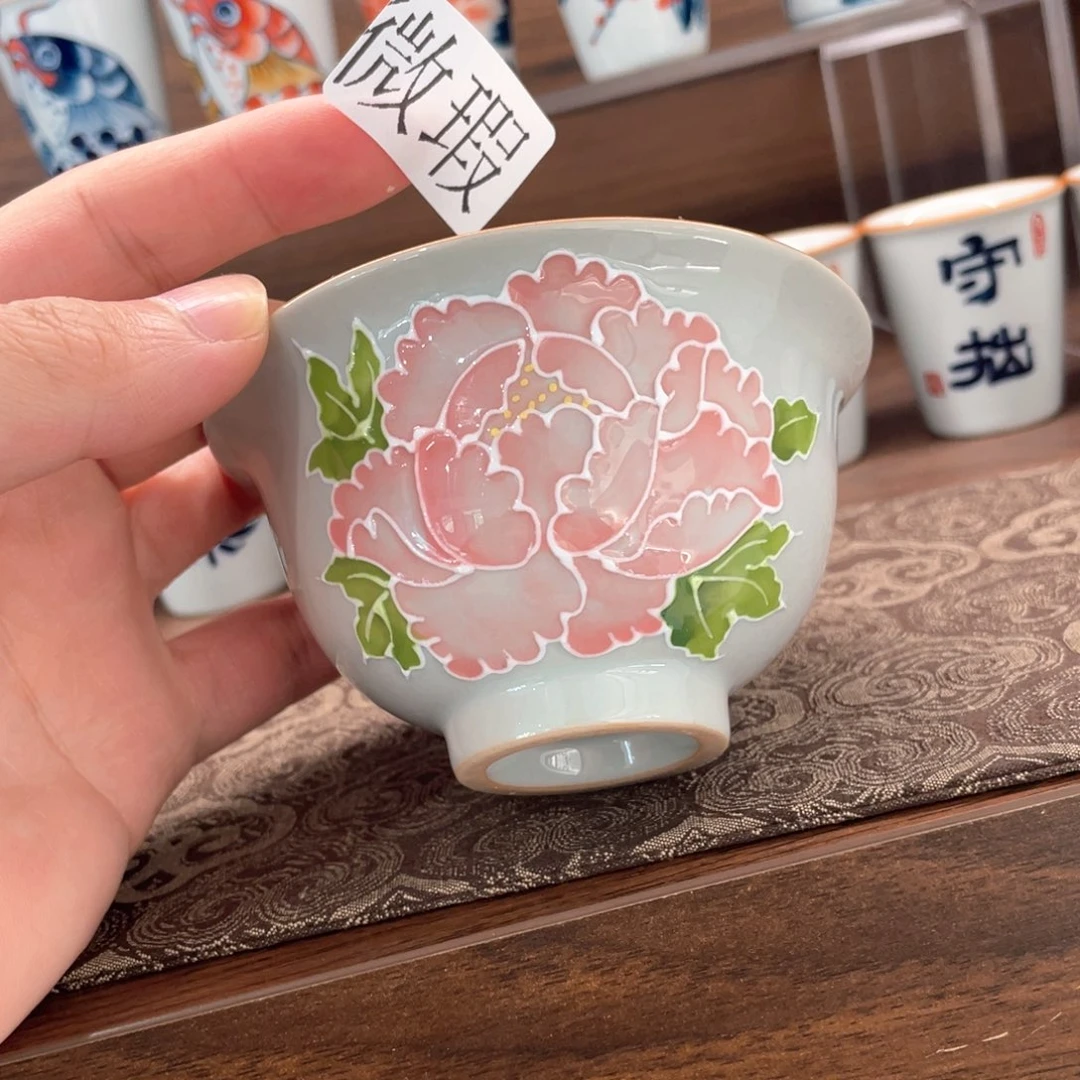 釉下手绘茶具微瑕