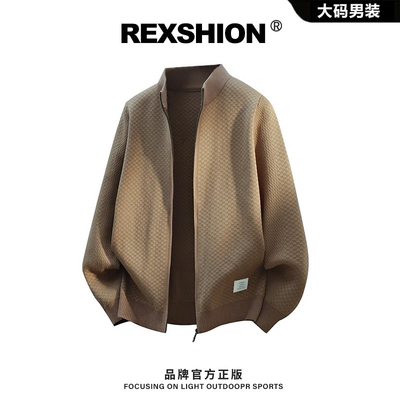 REXSHION2025秋季新款千鸟格立领夹克男美式潮流休闲宽松百搭外套