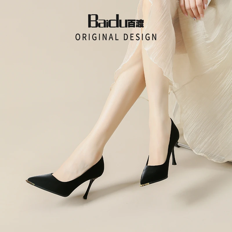 【时装高跟鞋】Baidu百渡2025春新款女时尚百搭婚宴晚宴细跟单鞋