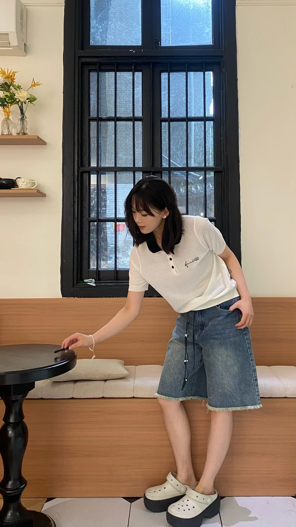 韩款夏季外出休闲风毛针织衫