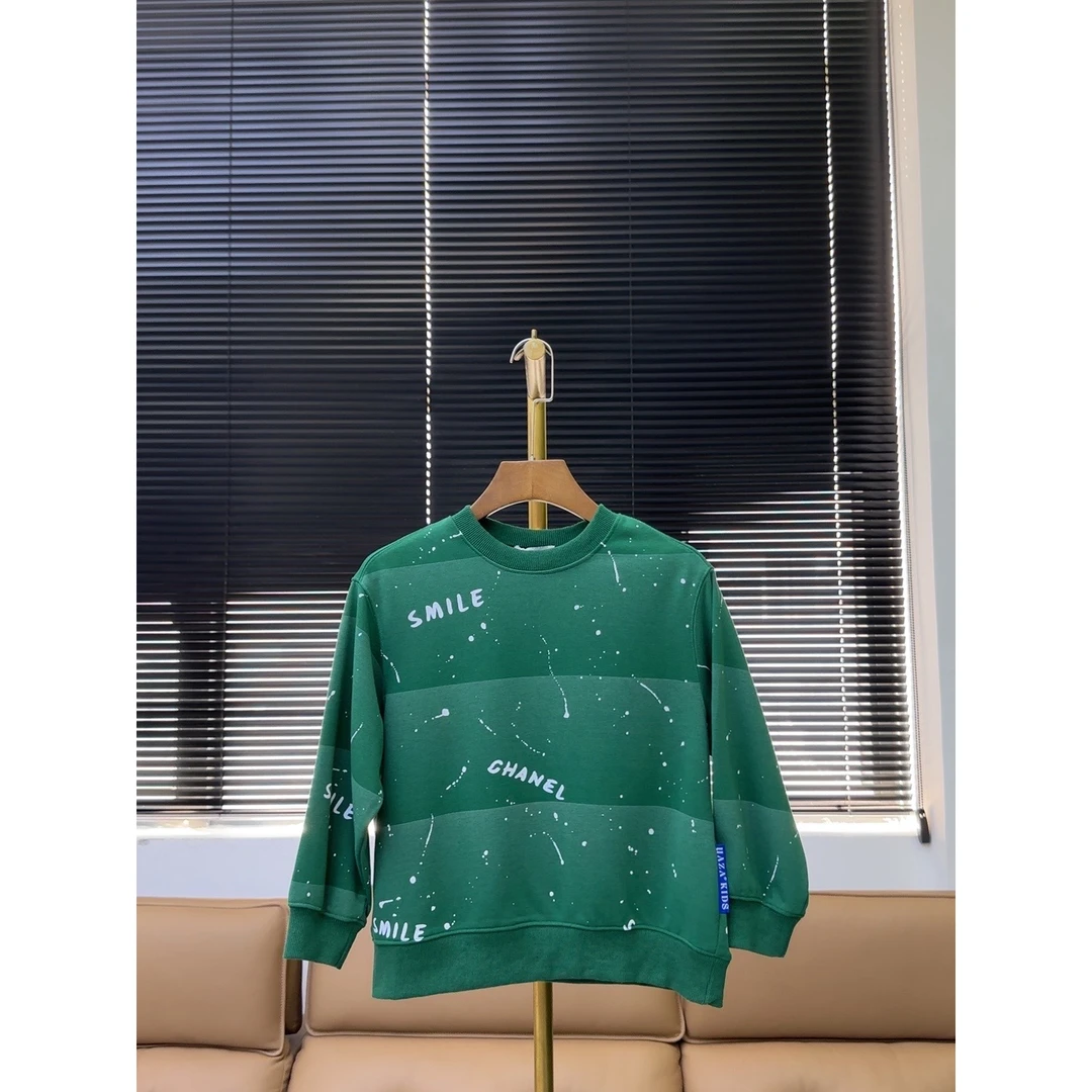 品牌原单UAZA童装简潮渐变泼墨卫衣【120-160】—绿色—20701