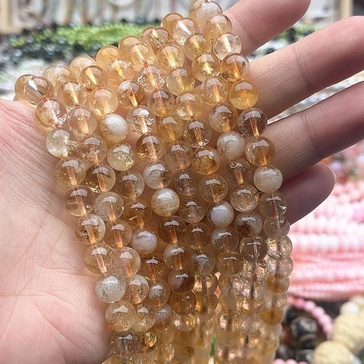 玛瑙/玉髓珠宝半成品未镶嵌一条8.5mm左右黄塔晶珠