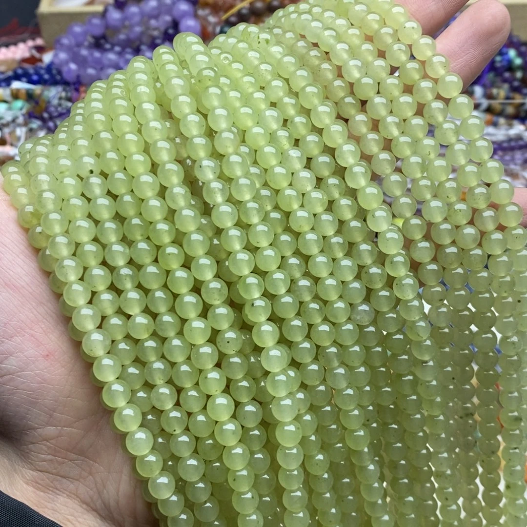玛瑙/玉髓未镶嵌珠宝半成品一条微瑕6mm晴水绿玉髓圆珠