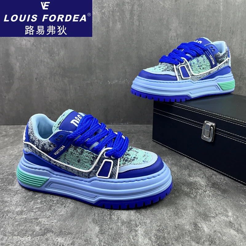 Louis Fordea/路易弗狄增高板鞋男款透气休闲鞋子男款轻奢运动鞋