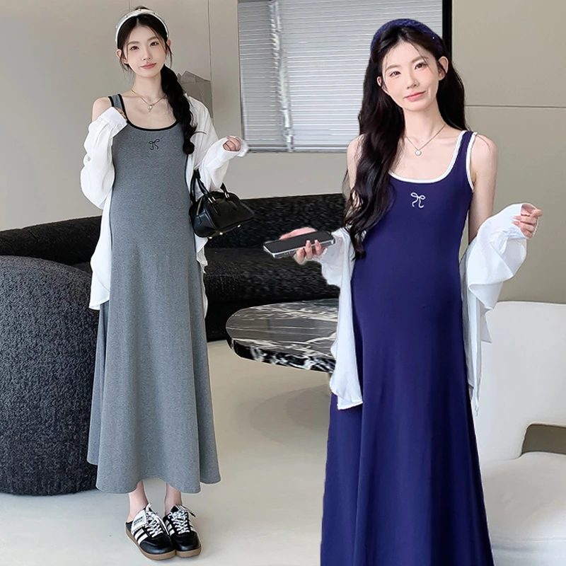 孕妇装夏装连衣裙2025新款爆款套装女时尚防晒衫孕期高级感两件套