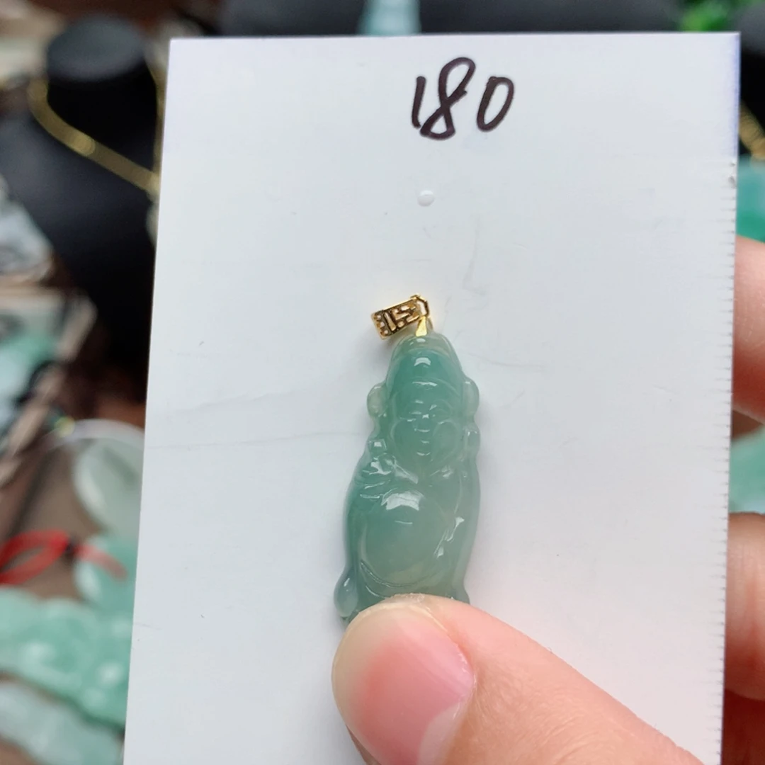 翡翠颈饰银S925镀金镶嵌吊坠