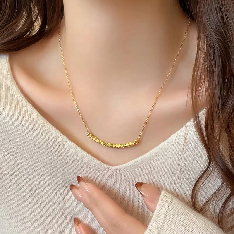 铜合金项链 新中式悟空如意金箍棒项链轻奢精致高级感微笑锁骨链