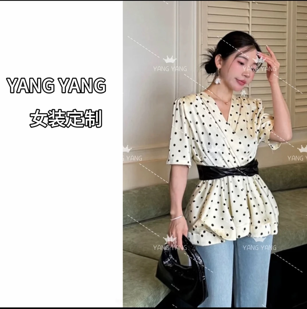 YANG YANG 韩系时尚百搭别致洋气设计感超好看波点衬衫#2373