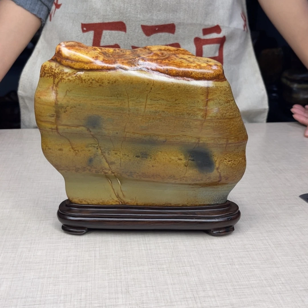 石材广西大化彩玉石配底座