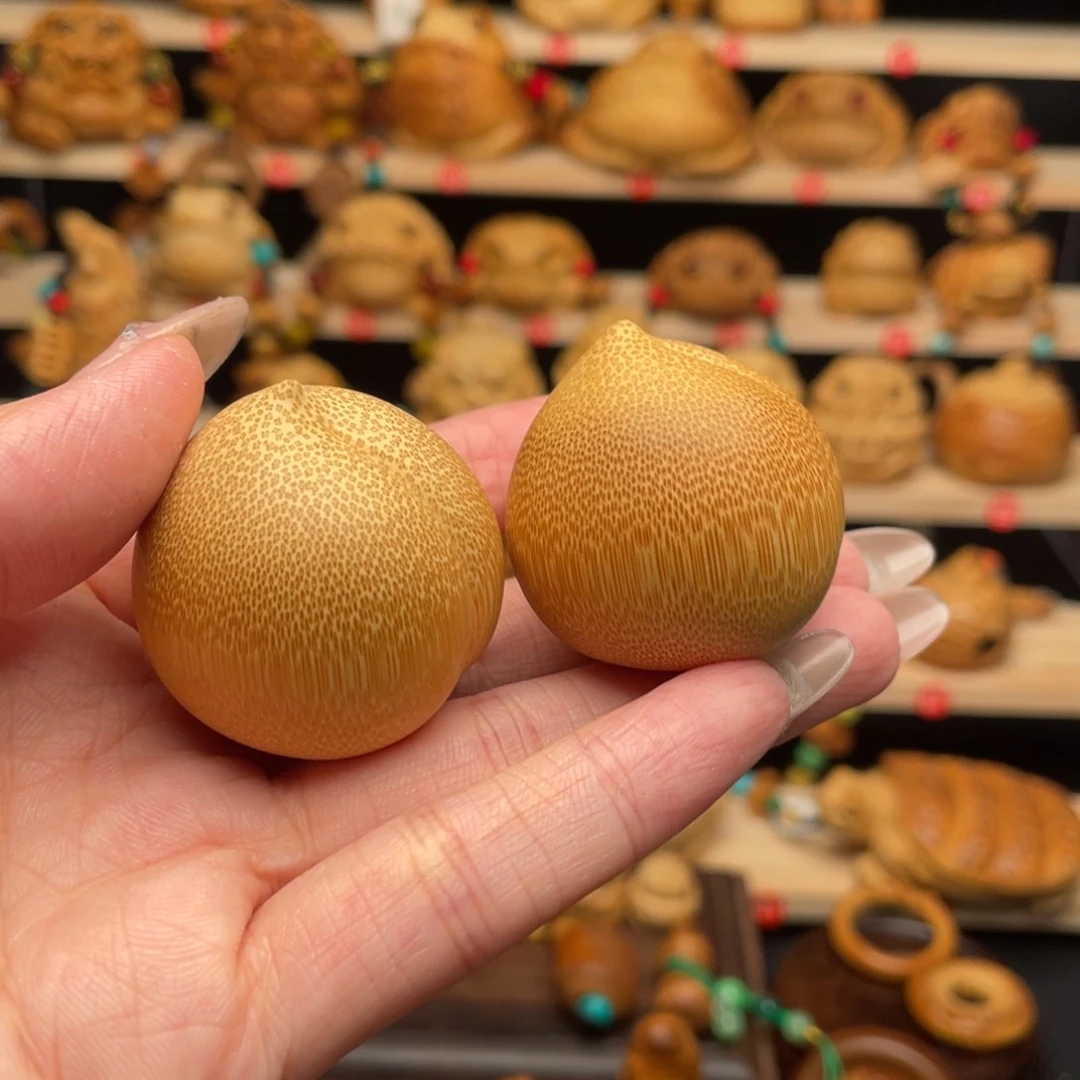 竹竹雕金丝龙血竹桃子手球