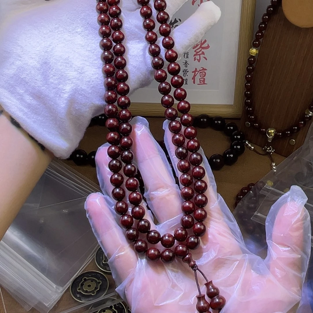 ****邱檀香紫檀（小叶紫檀）原生态108颗0.8高油高密泥料
