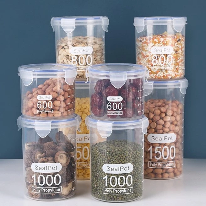 【5个1000ml】大号透明塑料密封罐奶粉罐厨房五谷杂粮收纳盒储物罐