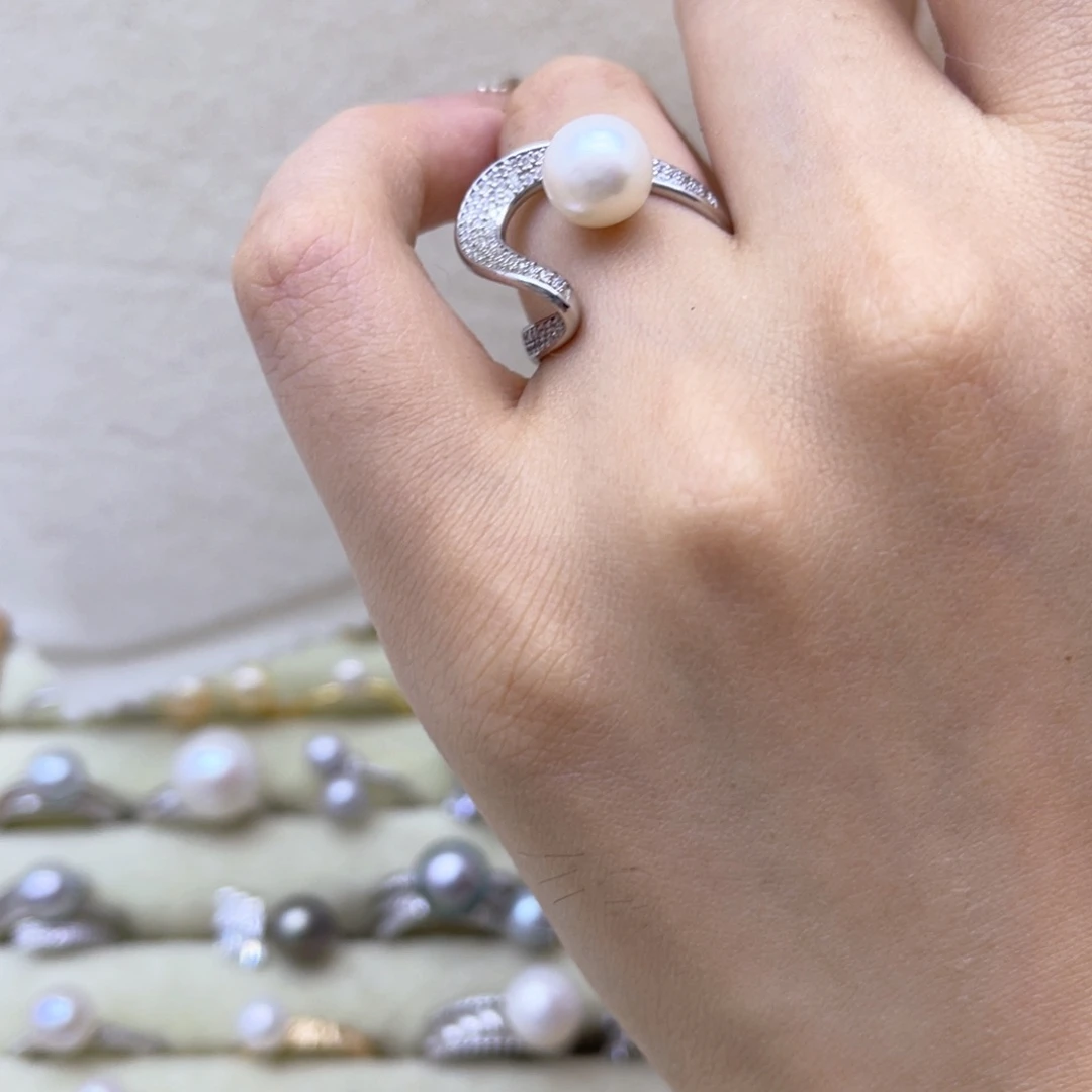 淡水珍珠银S925镶嵌戒指