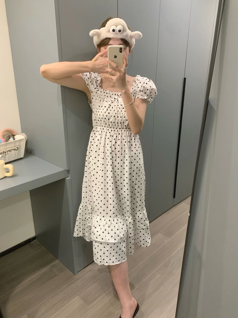 泡菜款点点睡裙适合90 - 125斤女性家居穿着