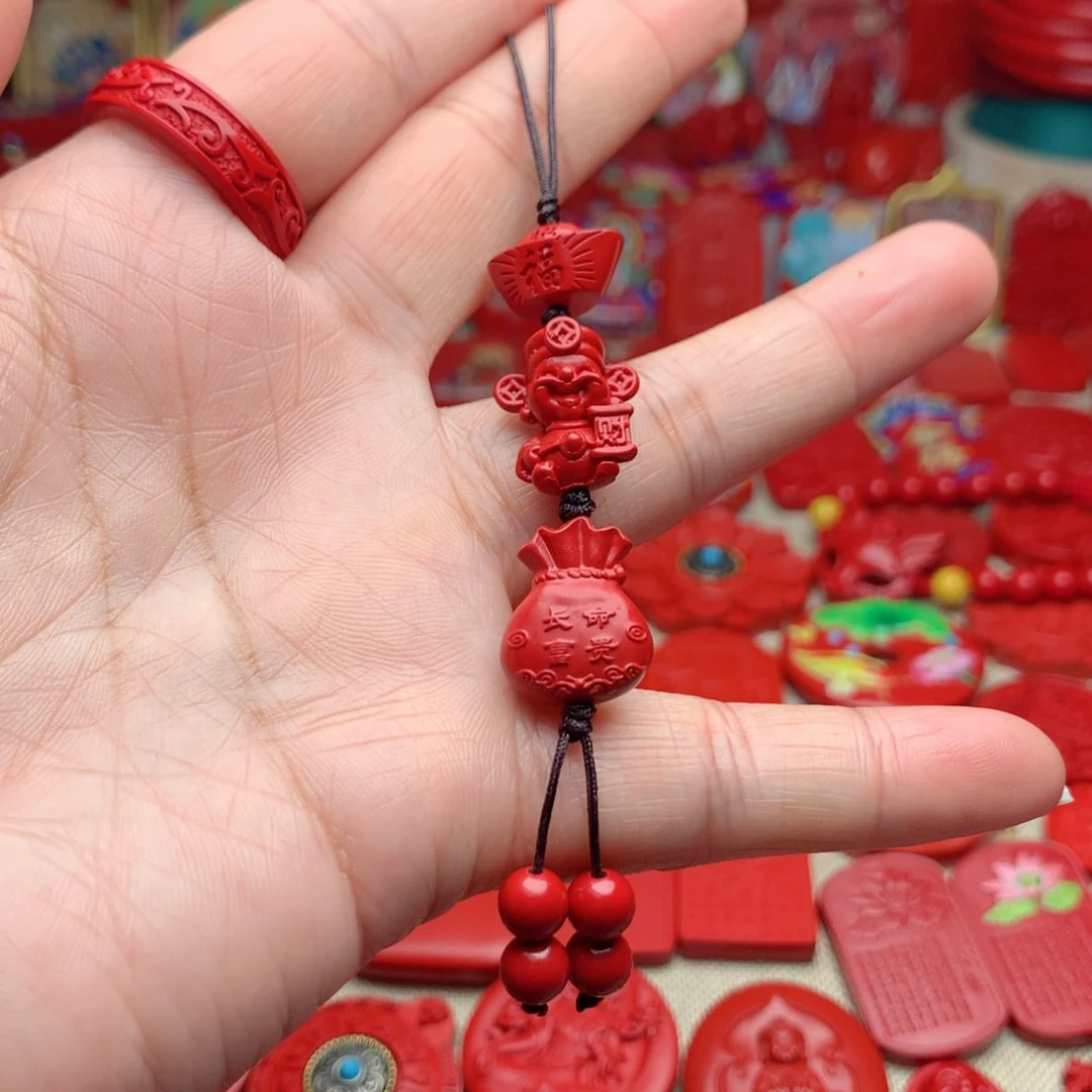 天然辰砂工艺品朱砂手机坠