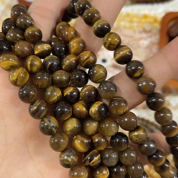 玛瑙/玉髓合金珠宝半成品2条8mm虎睛圆珠