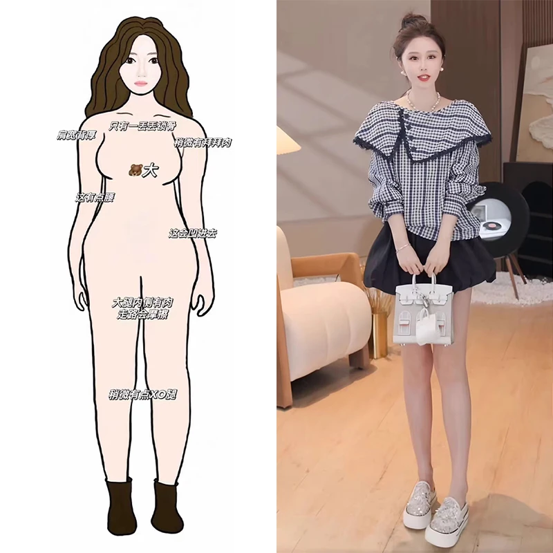 设计感蕾丝拼接小衫韩系减龄百搭格子衬衫高腰显瘦短裙时尚两件套