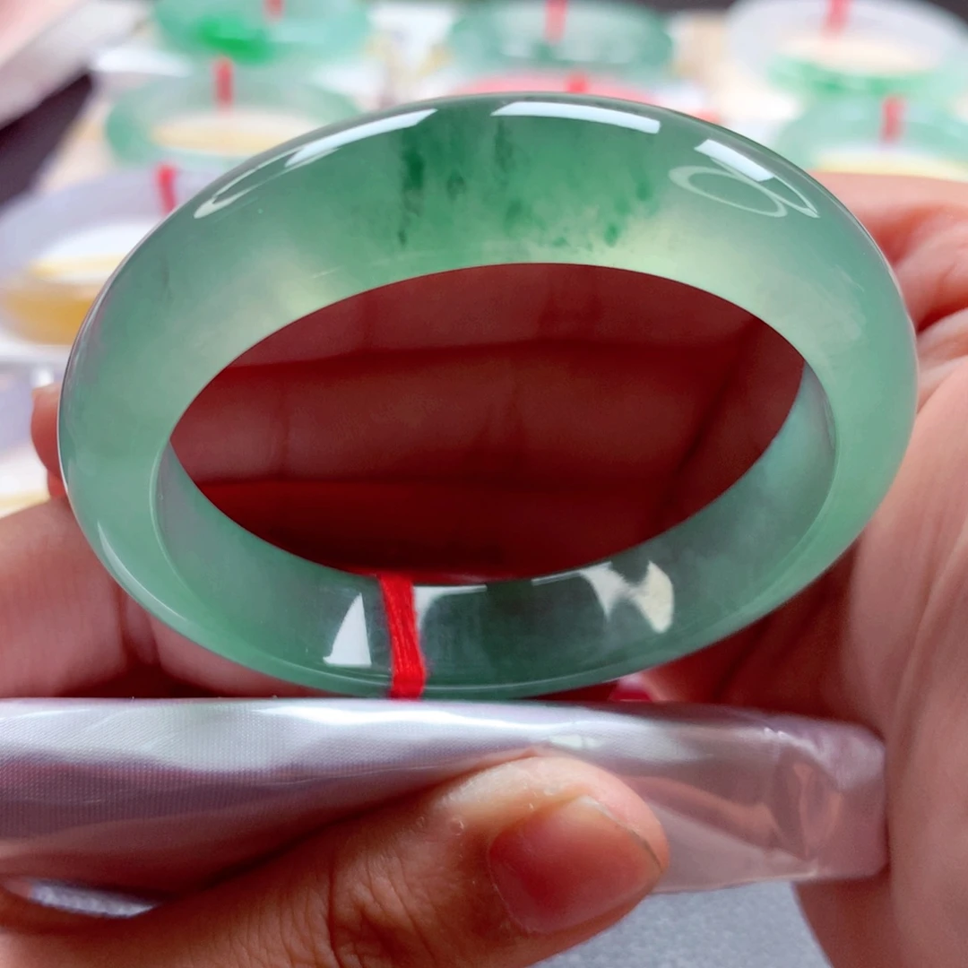 翡翠手镯未镶嵌师妹冰绿绿花绿钢（1号）