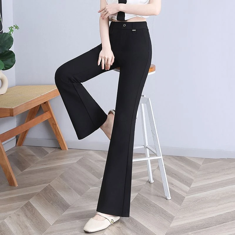 高腰微喇裤春秋新款显瘦2025新款垂感休闲弹力长裤喇叭裤百搭裤子