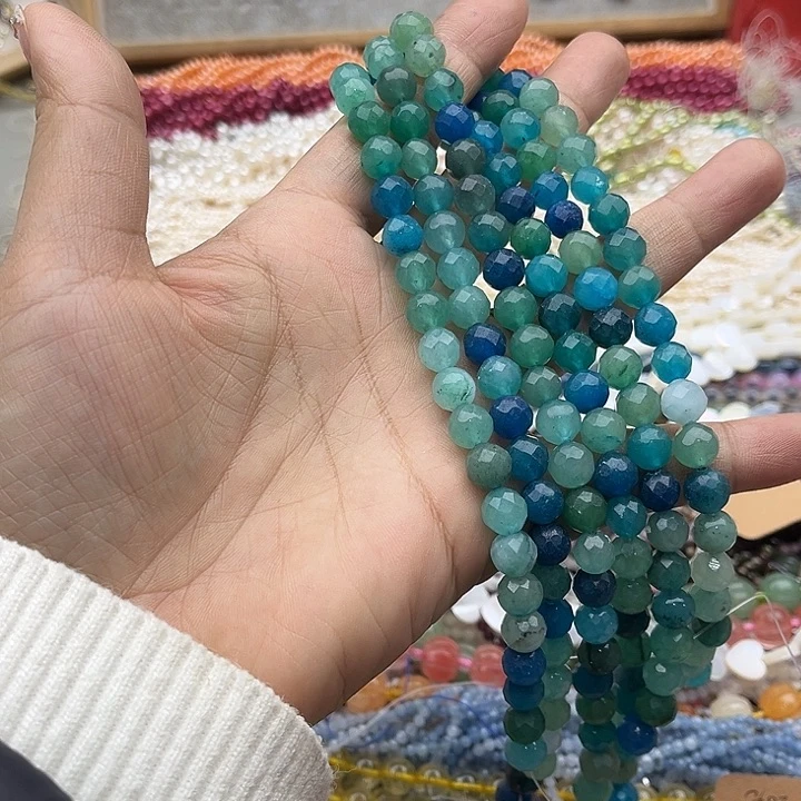 玛瑙/玉髓珠宝半成品未镶嵌一条8mm多宝刻面珠