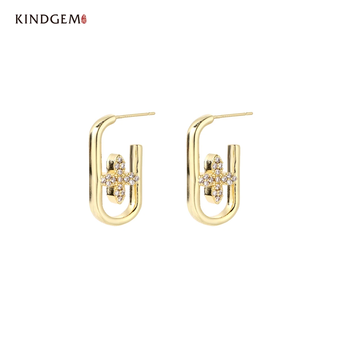 铜合金合成锆石耳饰 AW98XQZC-24067 简约小众个性时尚百搭耳饰