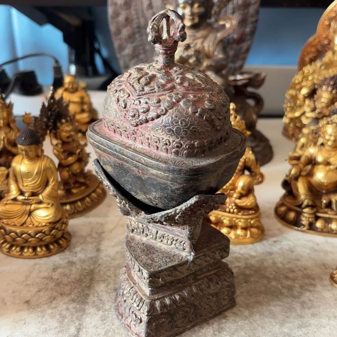 胖***茂噶供碗藏佛黄铜摆件