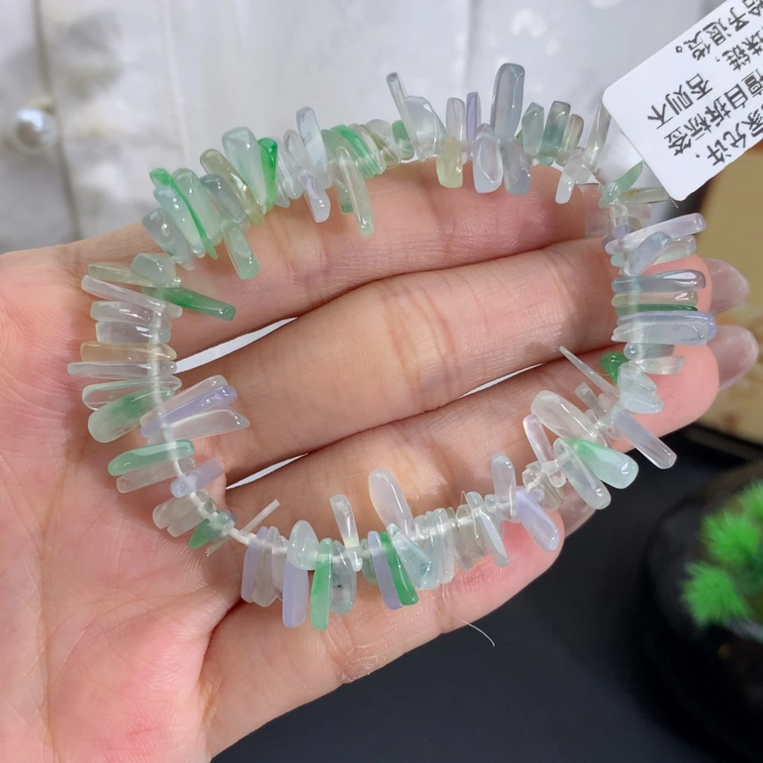 翡翠未镶嵌手串冰胶多宝手串