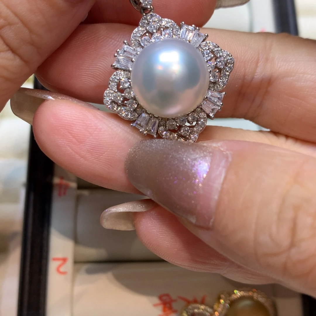 海水珍珠银S925镶嵌颈饰