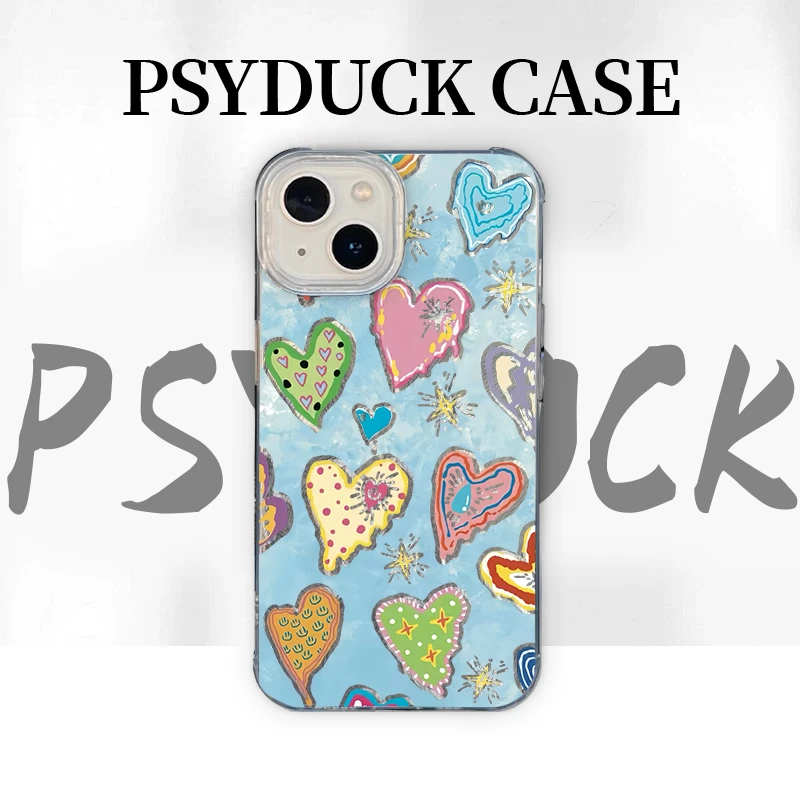适用苹果华为一加小米爱心星星IMD羽纱创意动漫防摔手机壳