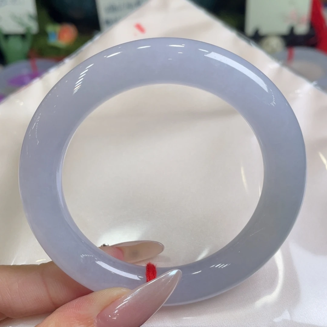 翡翠未镶嵌手镯起冰粉紫底手镯，24号