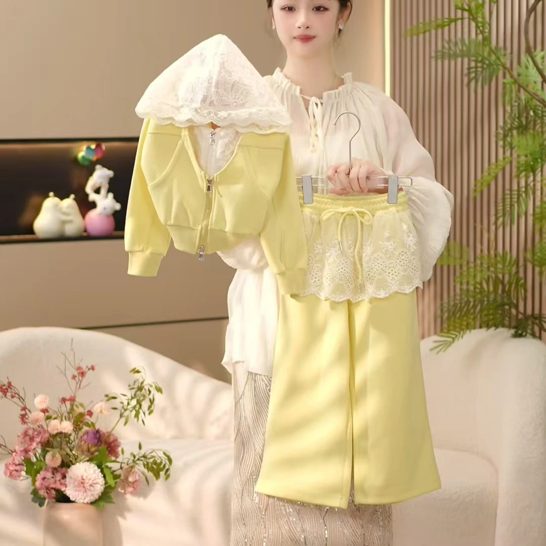 boboe/波波鹅2025春季新款女童休闲套装时尚纯色上衣+裤子—Y4162