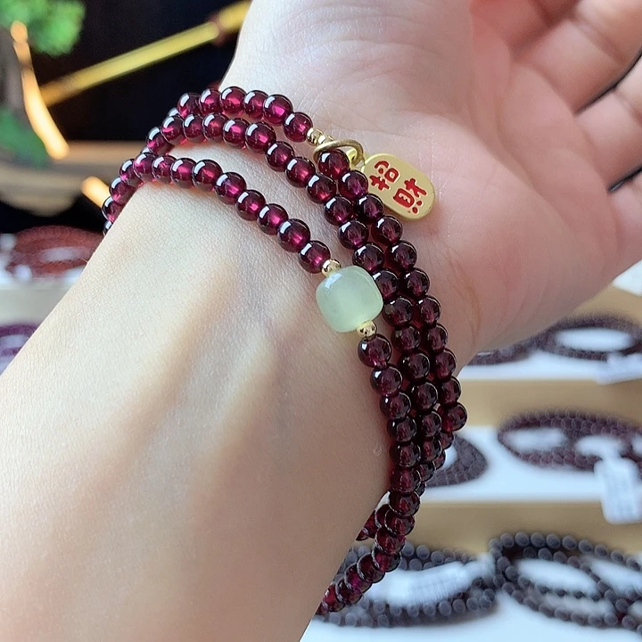 未镶嵌手链石榴石设计款卡4三圈