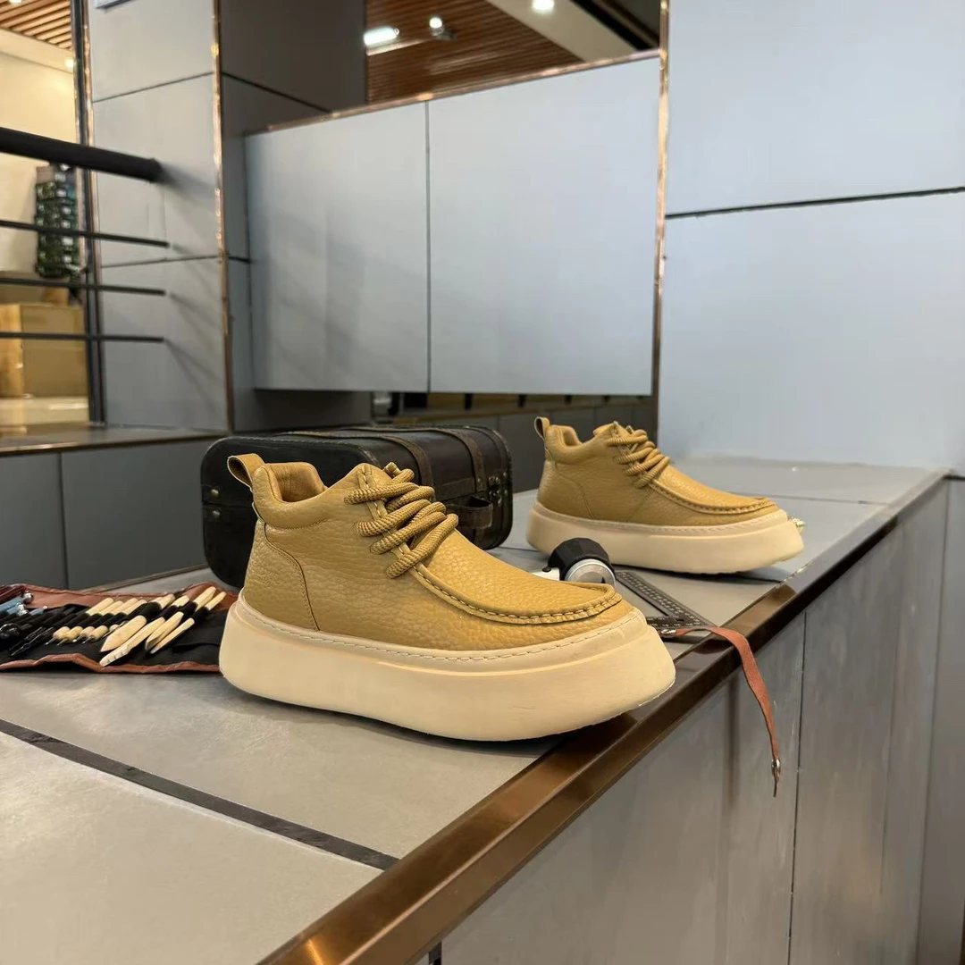 冬季新款男士加绒保暖高帮系带厚底百搭运动休闲轻奢潮鞋