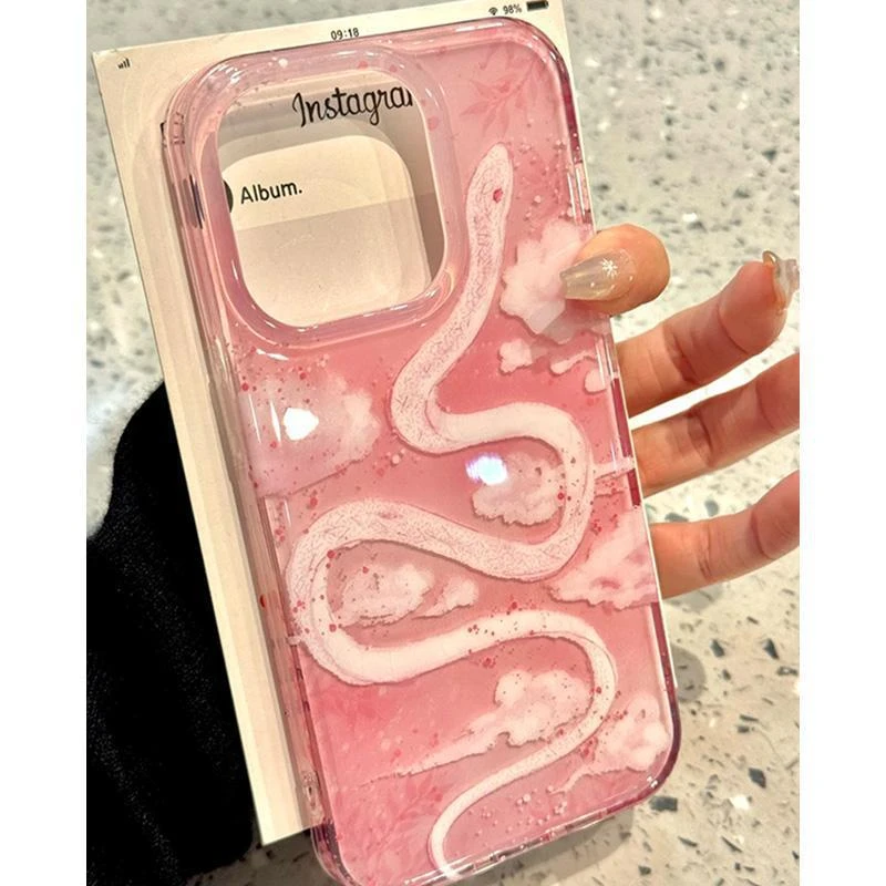 IMD粉色蛇年适用iPhone16苹果15promax手机壳14plus新年13女11潮X