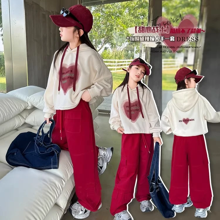 女童春装套装2025新款儿童洋气时髦女孩春秋款运动春季卫衣两件套