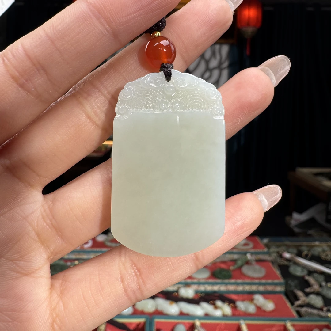 和田玉挂件祥云平安无事牌（中）27×45