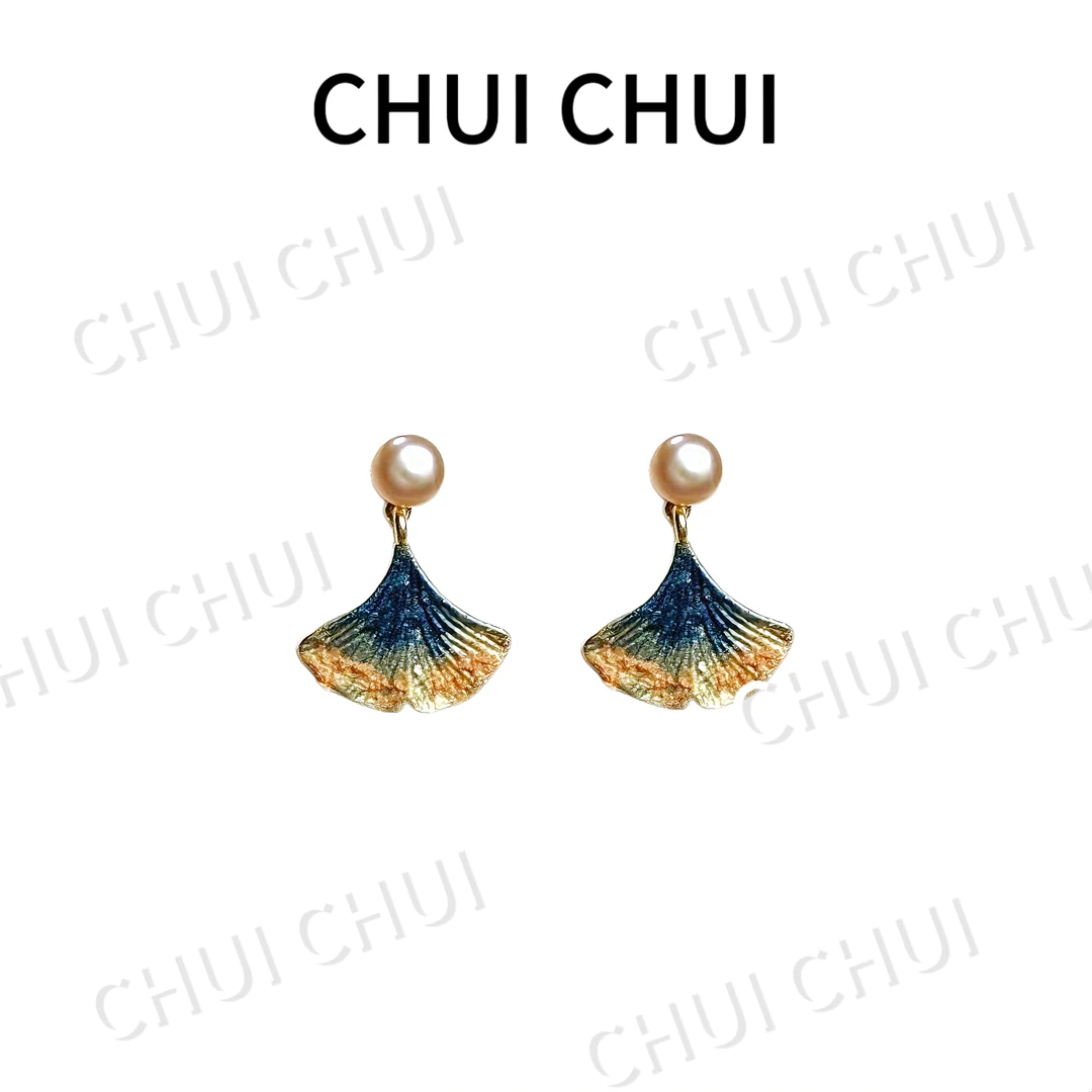 铜合金树脂耳饰 简约原创设计鱼尾耳环时尚蓝色百搭素款精致精美