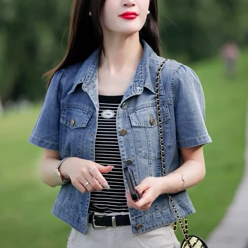 高含棉2025年夏季新款设计感时尚复古时髦牛仔短外套女夹克上衣潮
