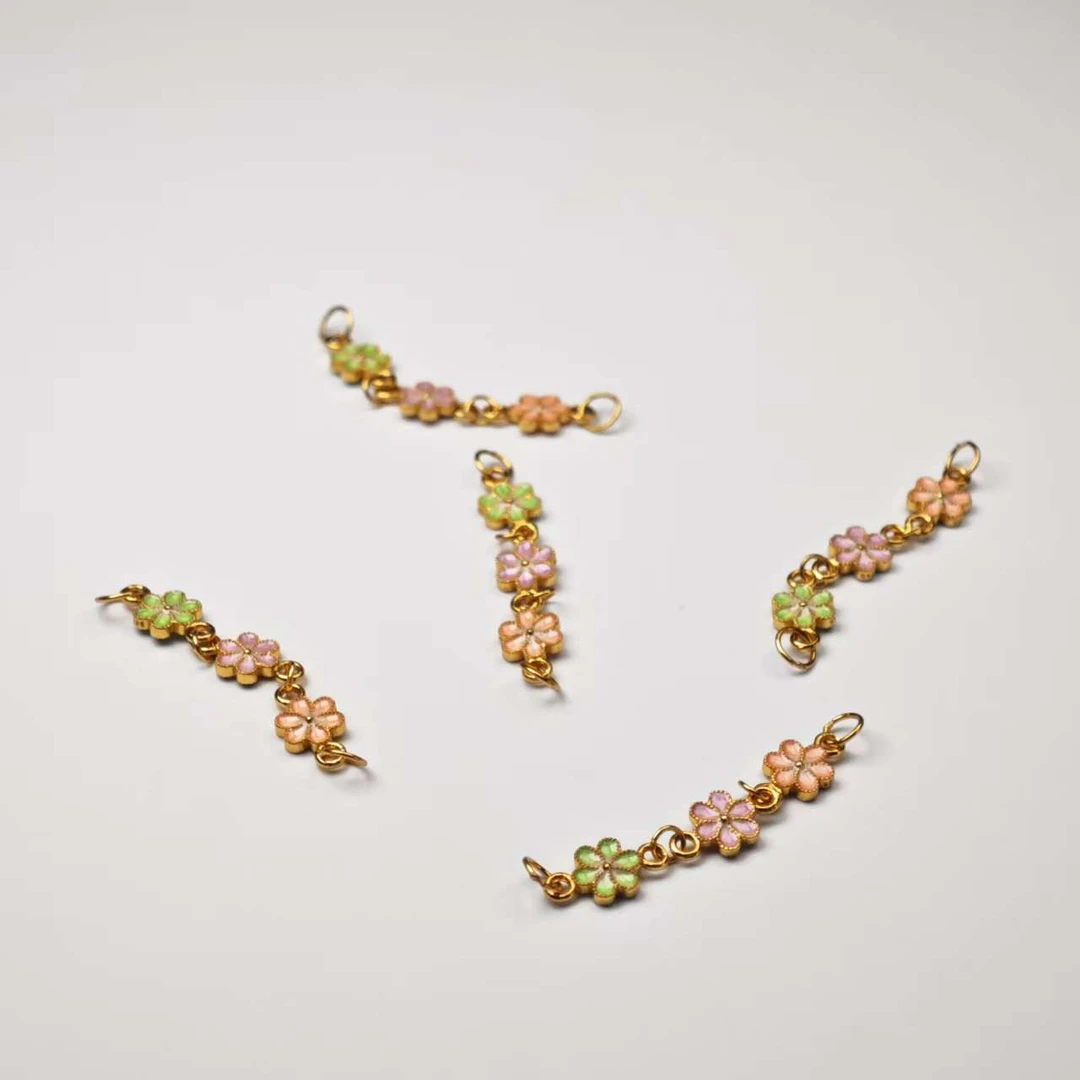 BeadsDance 925银银制品 滴油小花延长链5.5mm 多样性发一 P1082