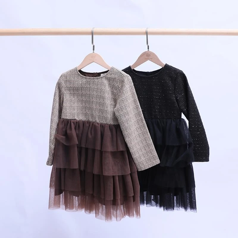 【森虎儿】新款女童贵族优雅设计感珠片绣冬季连衣裙2323033120