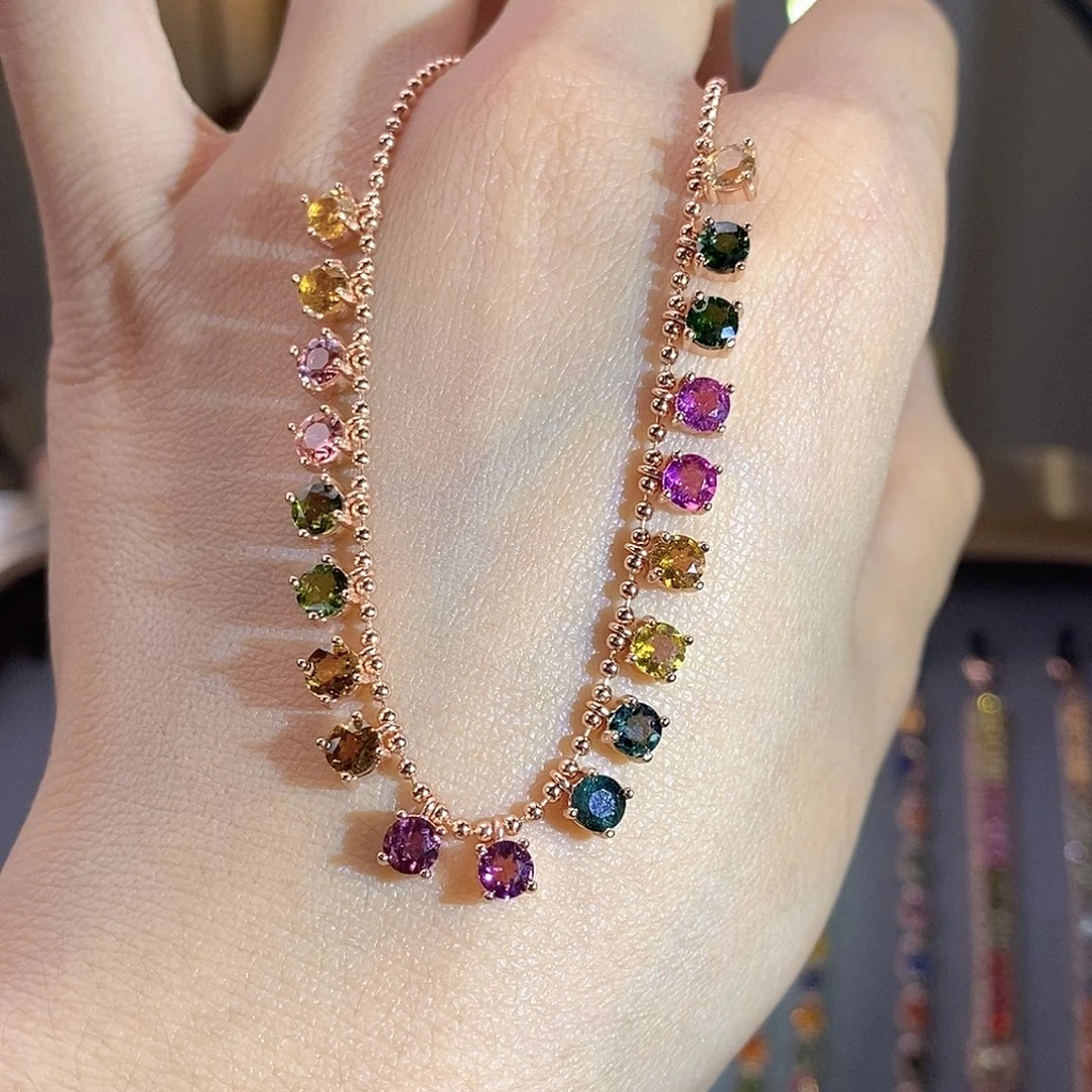 银S925镶嵌吊坠碧玺