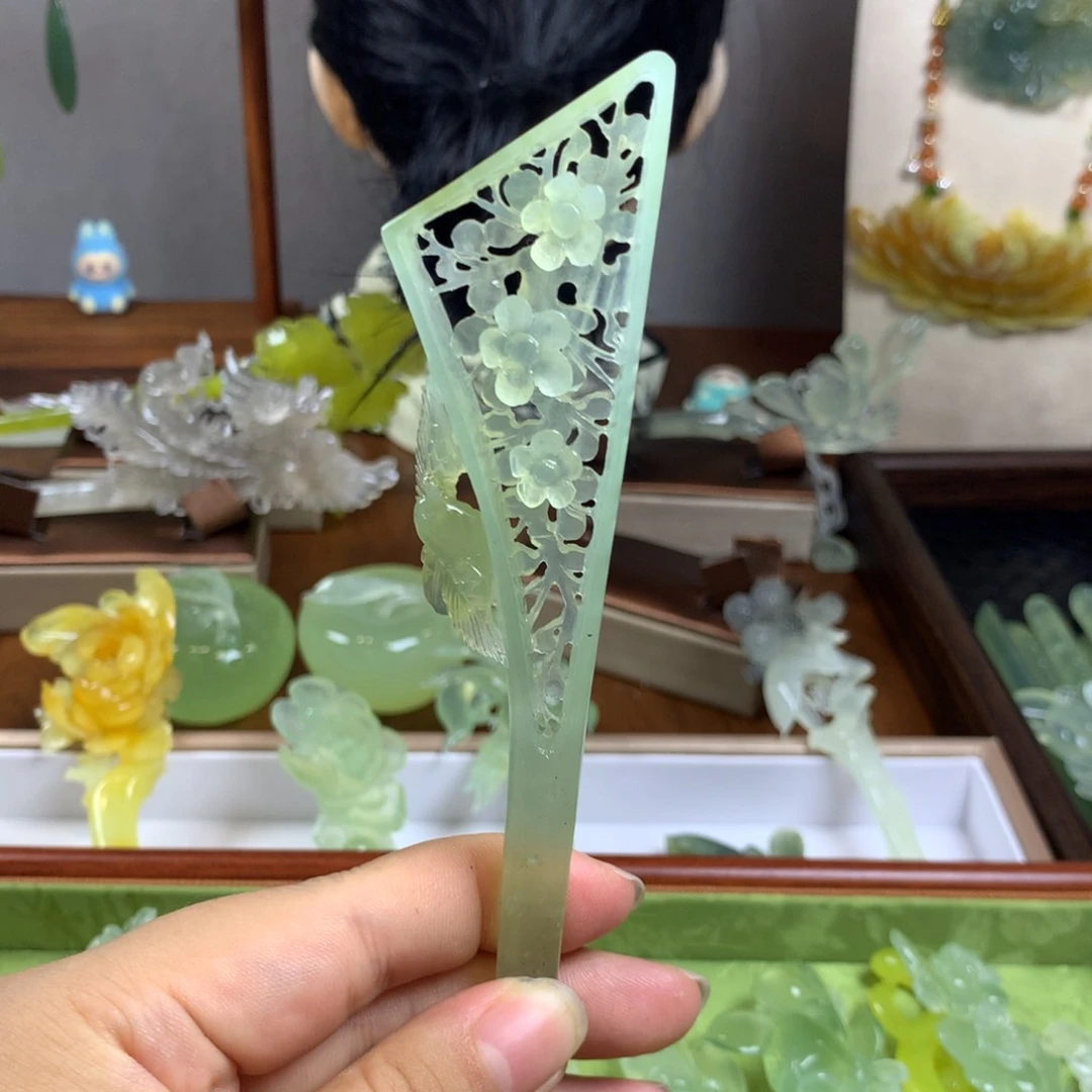 心***儿蛇纹石玉未镶嵌发饰